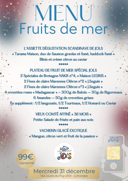 Menu Fruits de mer
